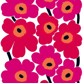 Marimekko fabrics, Unikko fabric, red, Red