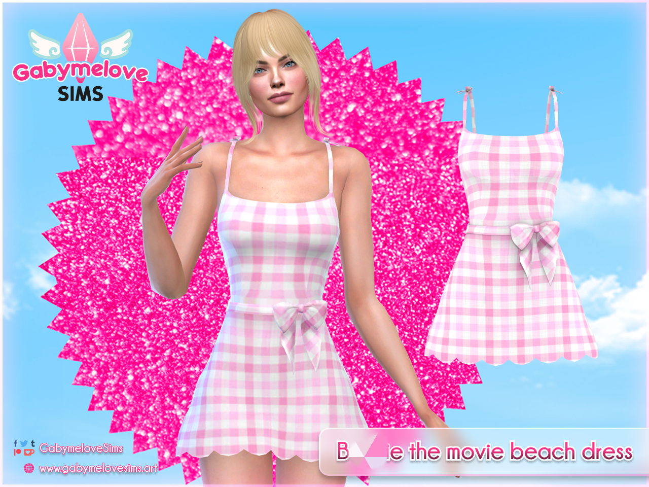 Barbie pink gingham beach dress - The Sims 4 Create a Sim - CurseForge