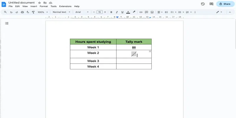  Tally Marks In Google Docs