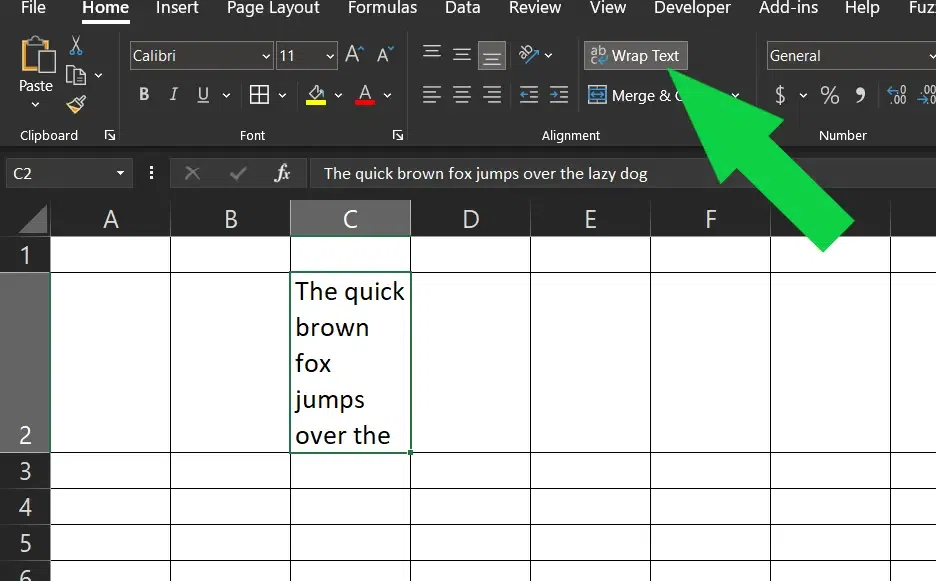 Wrap Text in Excel