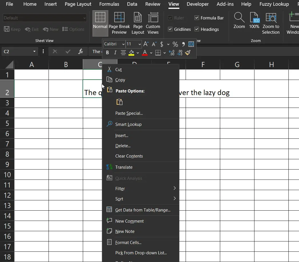 Wrap Text in Excel