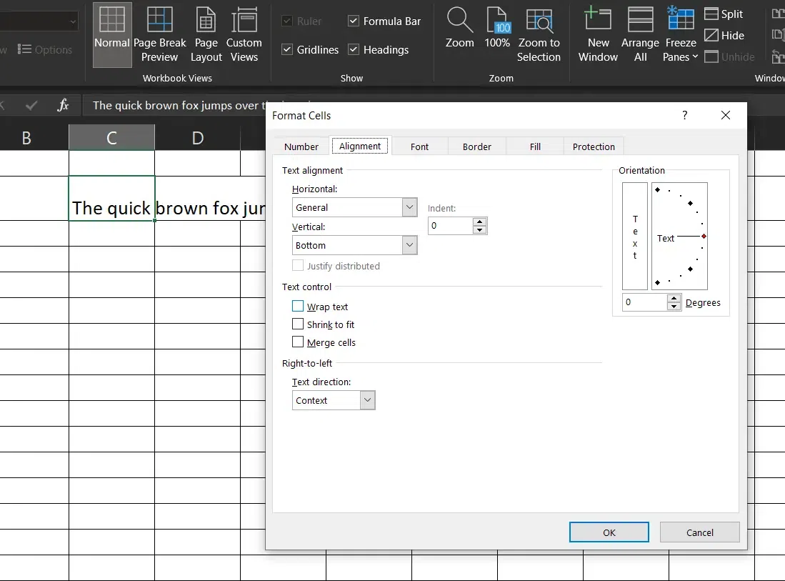 Wrap Text in Excel