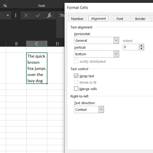 Wrap Text in Excel