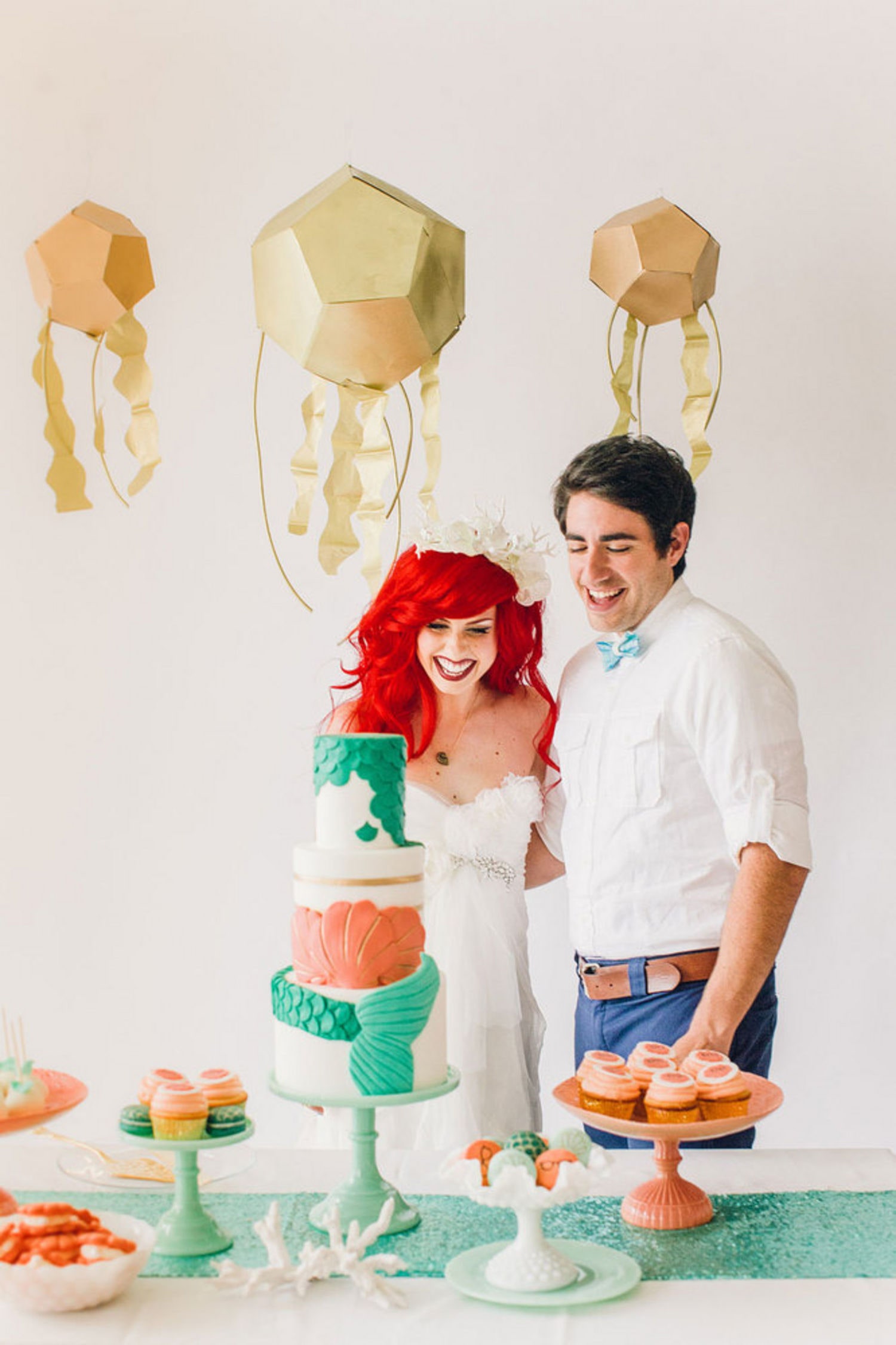 Image may contain Clothing Apparel Human Person Food Dessert Cake Donal Skehan Fashion Robe Gown and Wedding