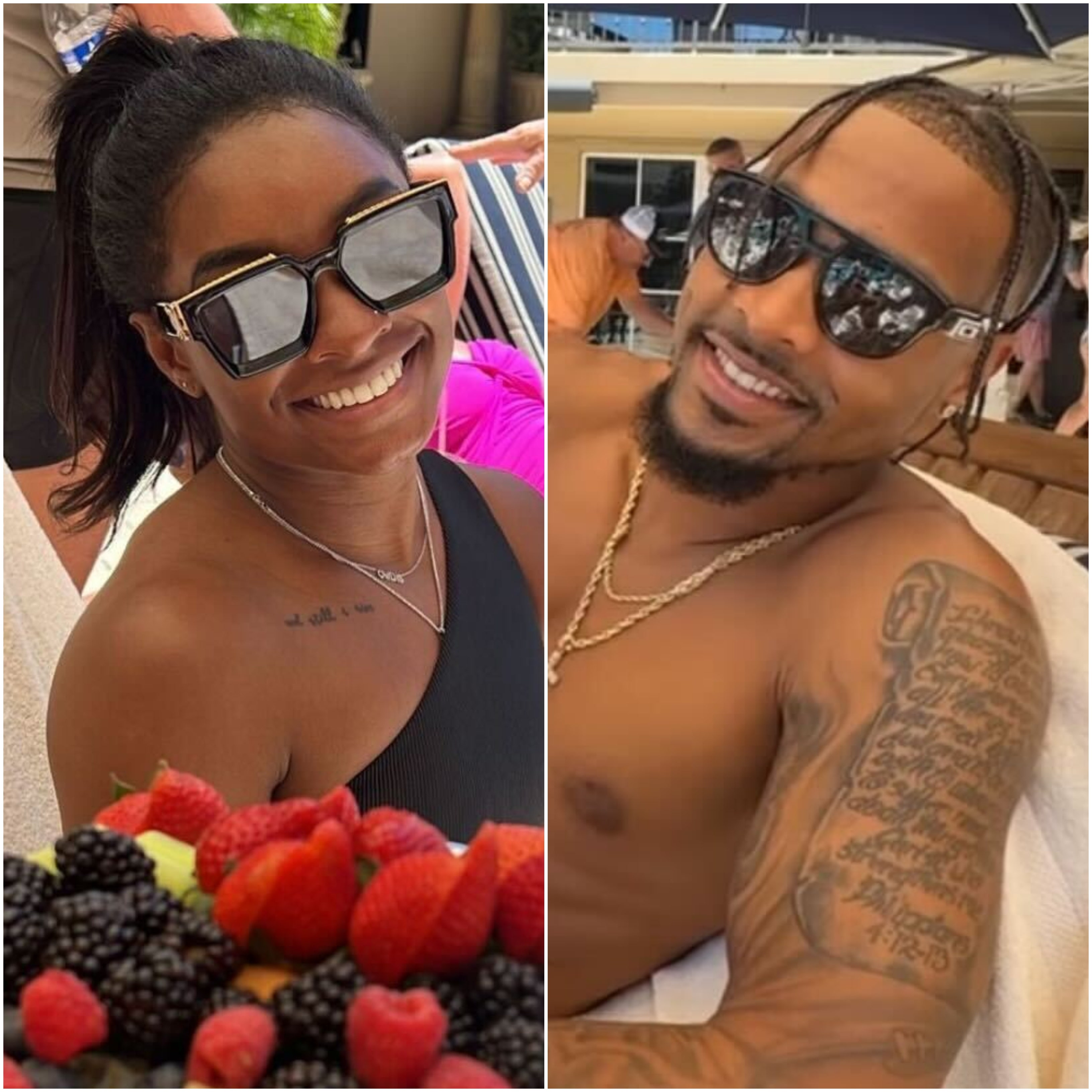 Simone Biles and Jonathan Owens Celebrate Poolside Ahead of Second Wedding