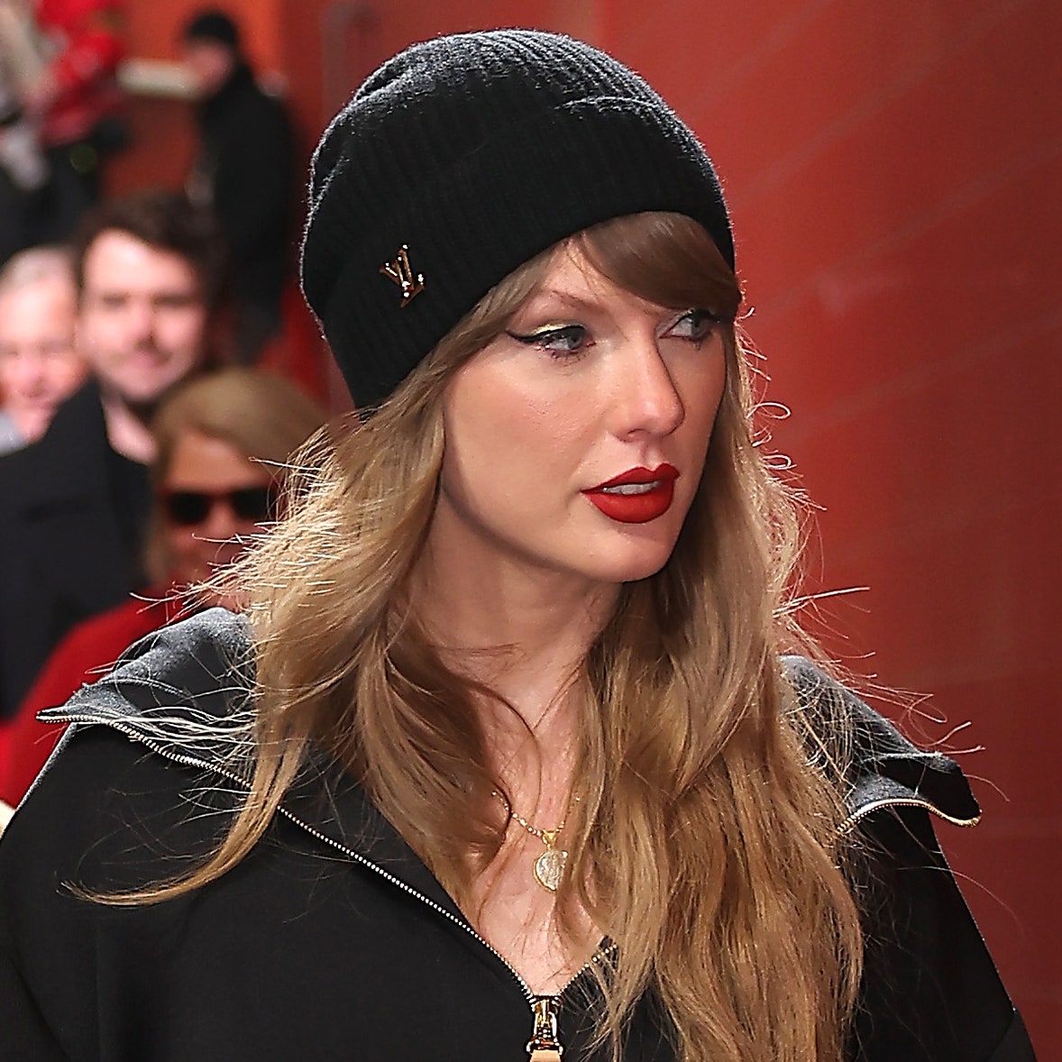 Taylor Swift Went Full Blair Waldorf at the Chiefs Game in Red Tights and a Prep School Miniskirt