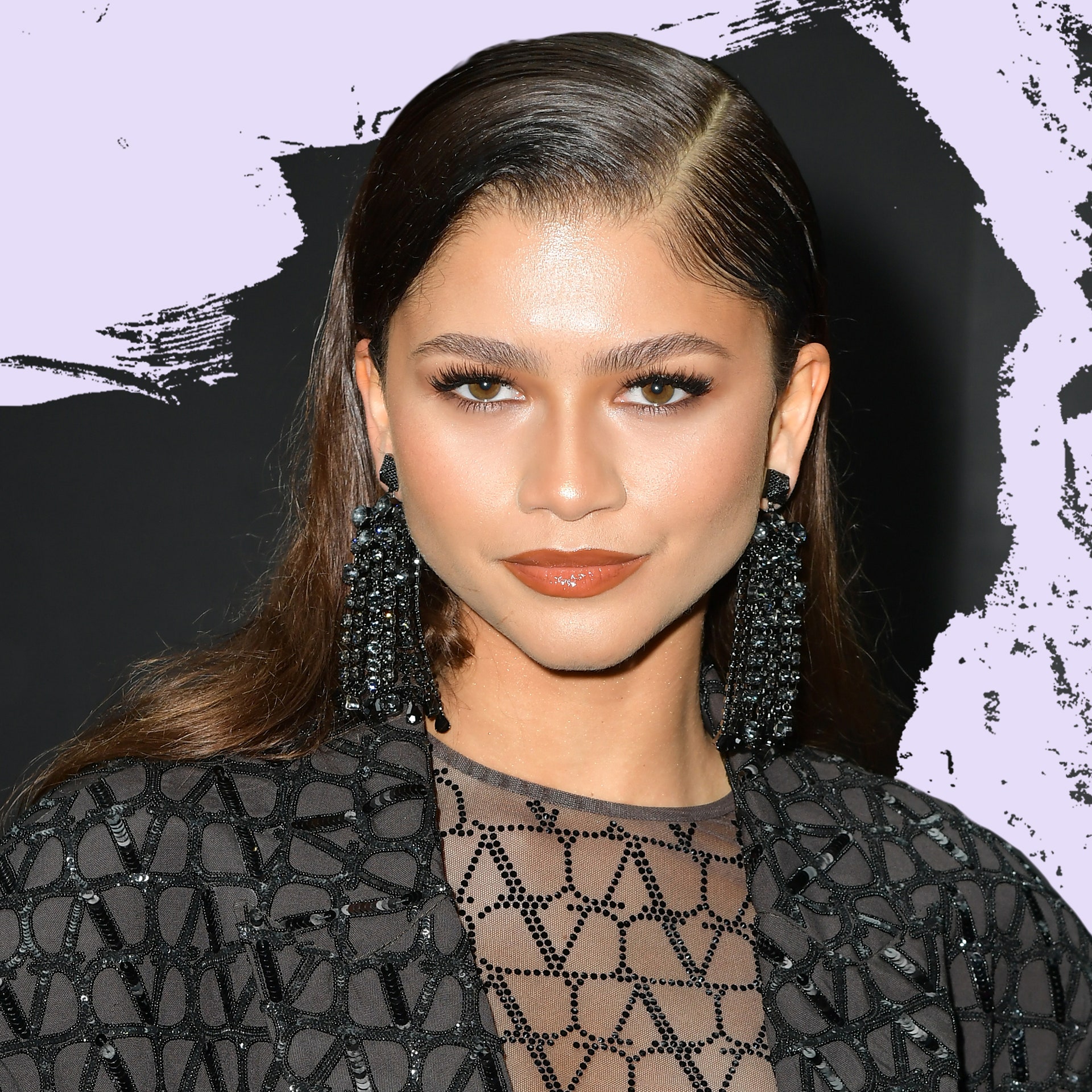 Zendaya wore a sheer bodysuit with short shorts to Paris Fashion Week