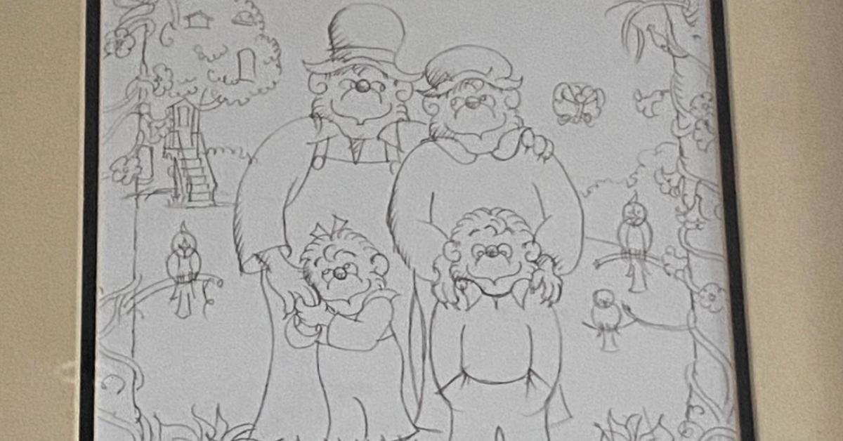 A pencil sketch of the Berenstain Bears.