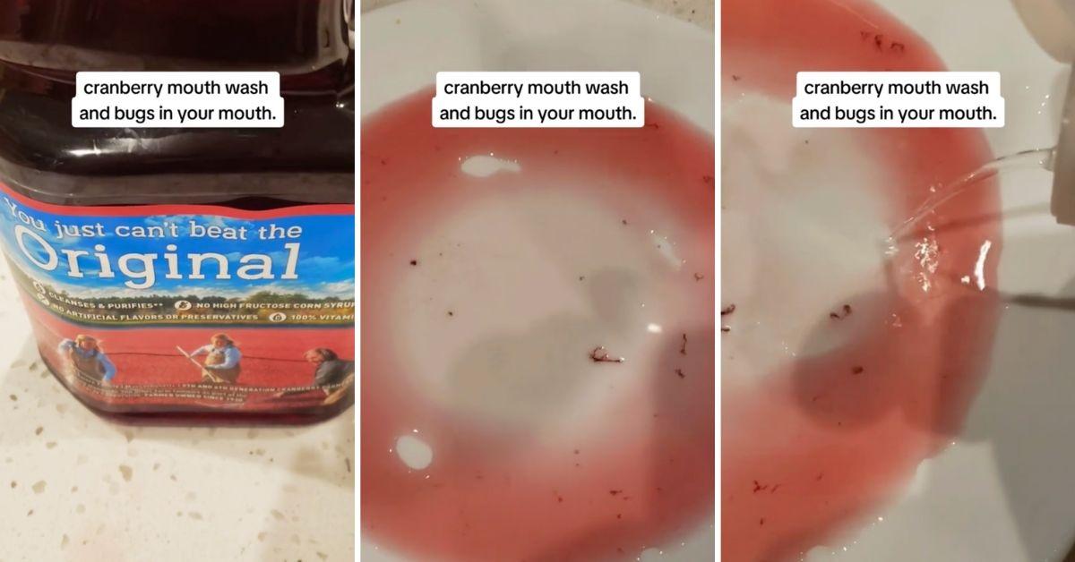 Screenshots from viral cranberry juice challenge with bugs.