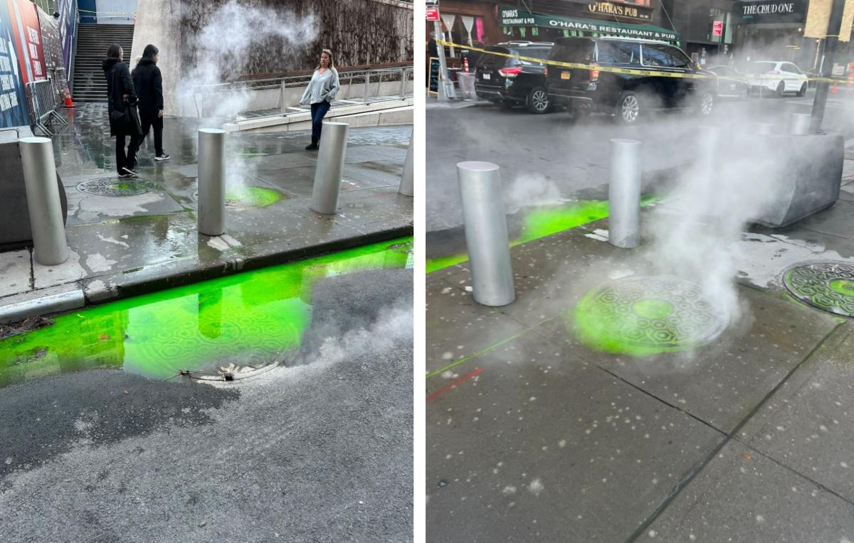 photos of New York City with green slime bubbling up