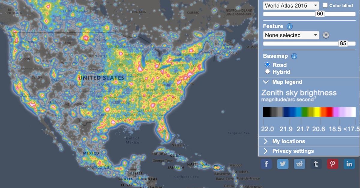 US Light Pollution Map