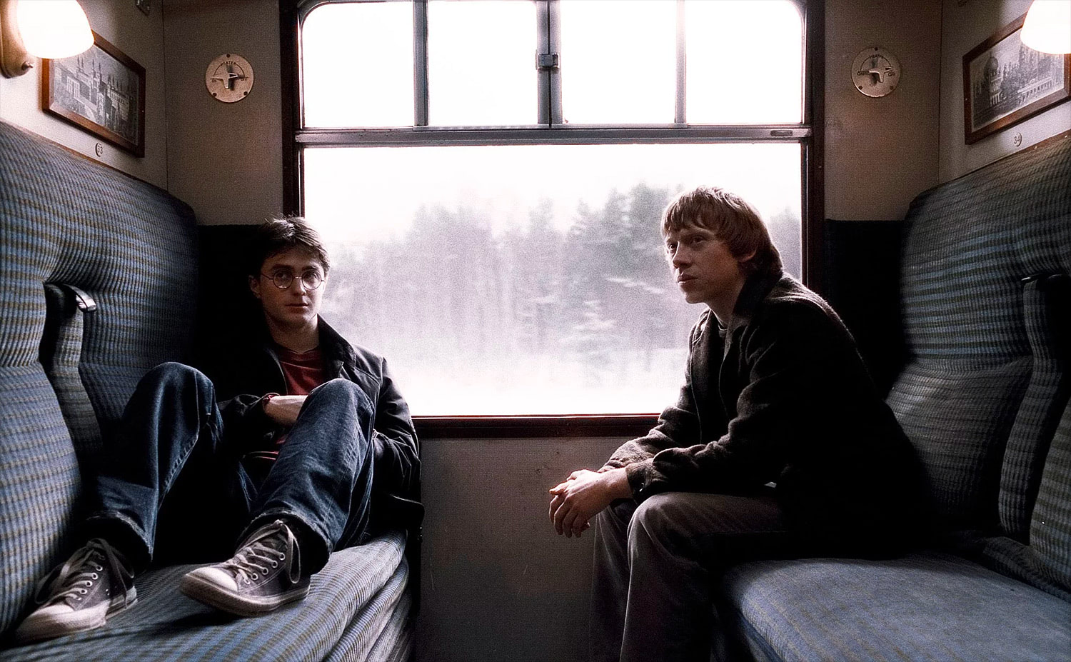 Harry and Ron on the Hogwarts Express