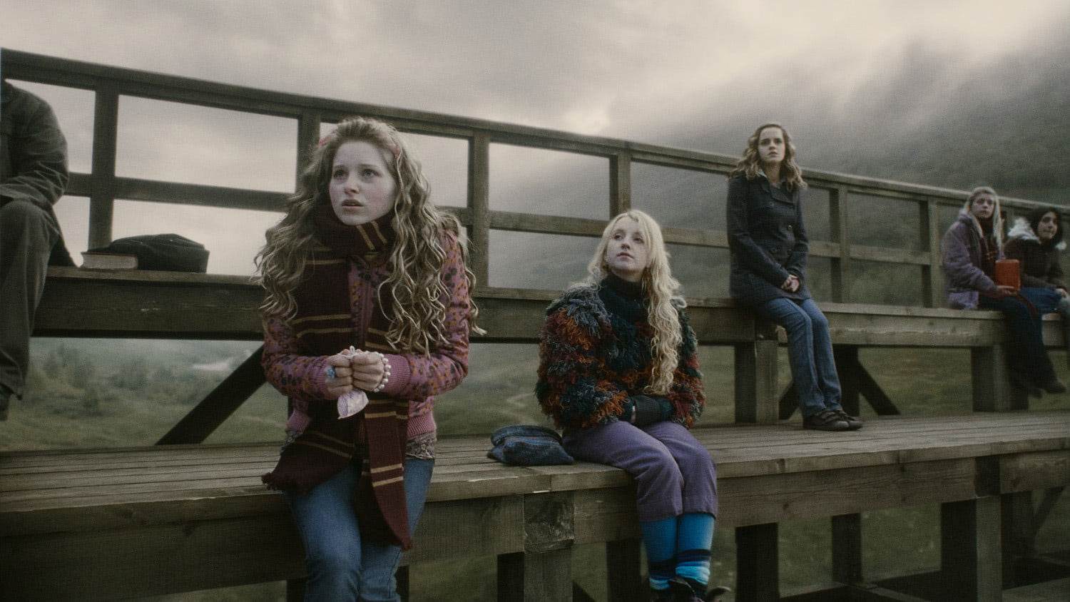 Lavender, Luna and Hermione watch Quidditch