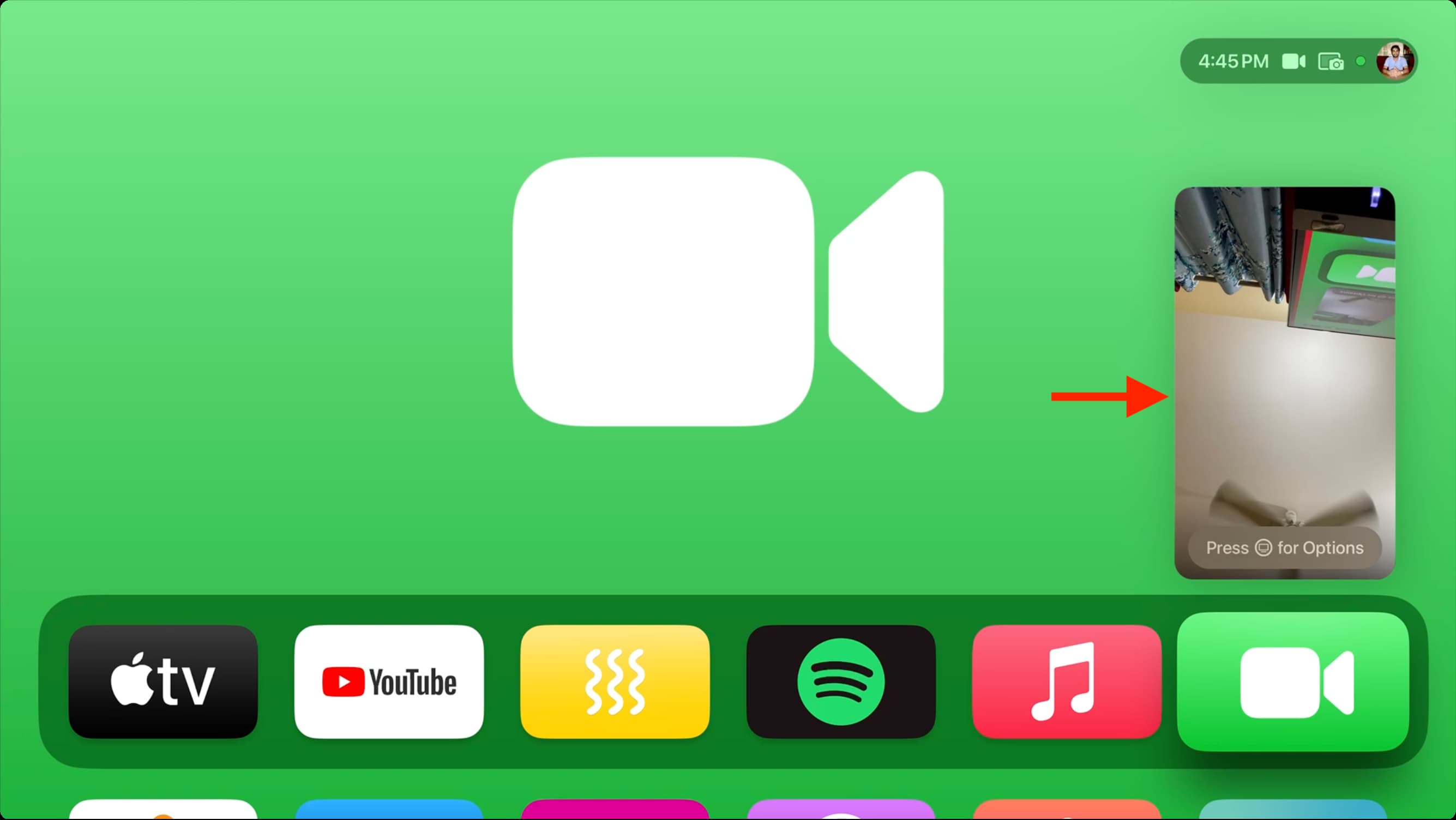 FaceTime call in Picture in Picture on Apple TV