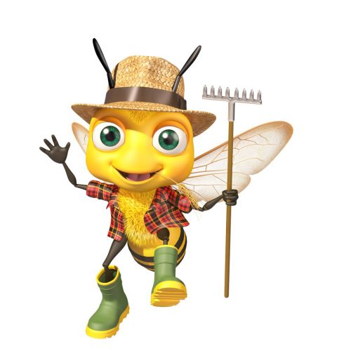 Cartoon illustration of Bee character for Honey's World water
