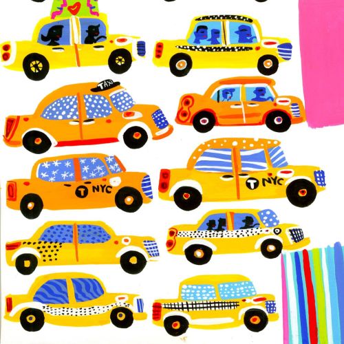 Artistic renditions of New York City cabs