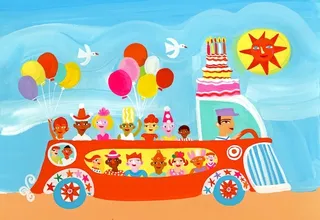 Painterly of kids celebrating a birthday