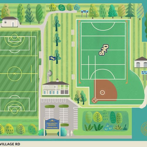 Oak Knoll School of Holy Child sports complex map illustration