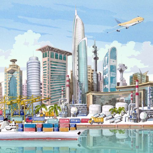 Illustration of skyline of Dubai