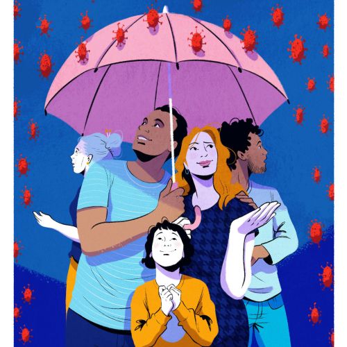 Children under umbrella