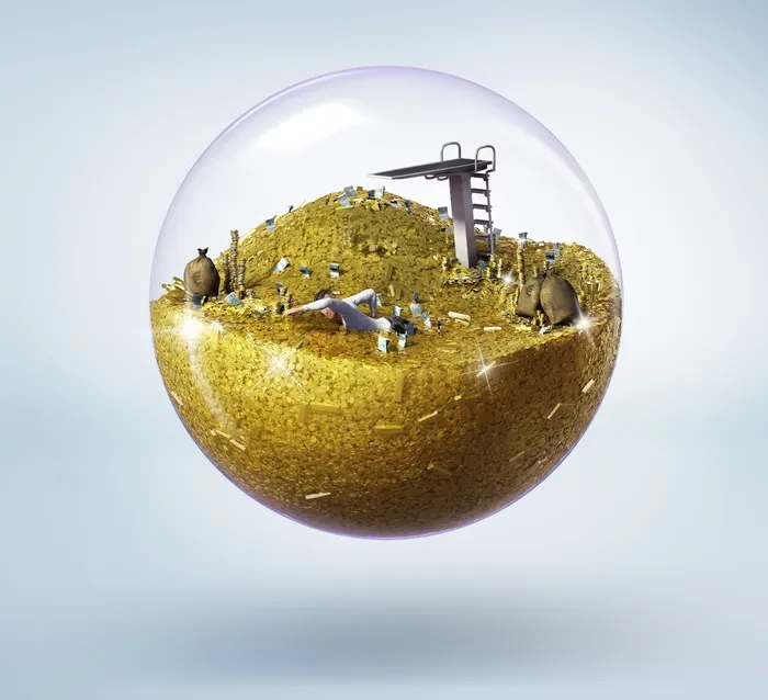 3d Illustration of treasure in glass ball