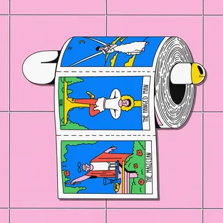 Papier hygiénique conceptuel sur le thème des cartes de tarot pour la salle de bain des enfants