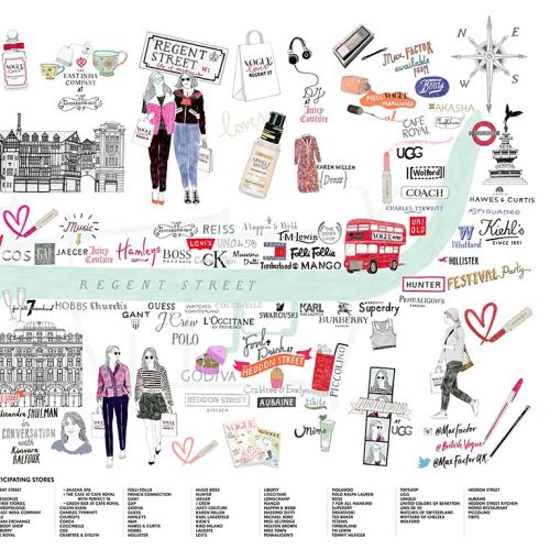 London map illustration for Vogue lovers 