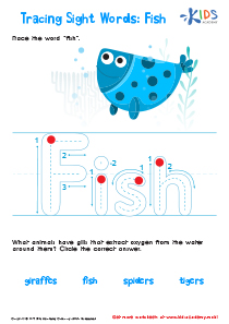 Fish Printable Sight Words Worksheet