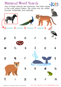 Printable Mammal Word Search