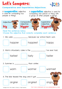 Comparative and Superlative Worksheet