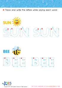 The Sun and a Bee Spelling Worksheet