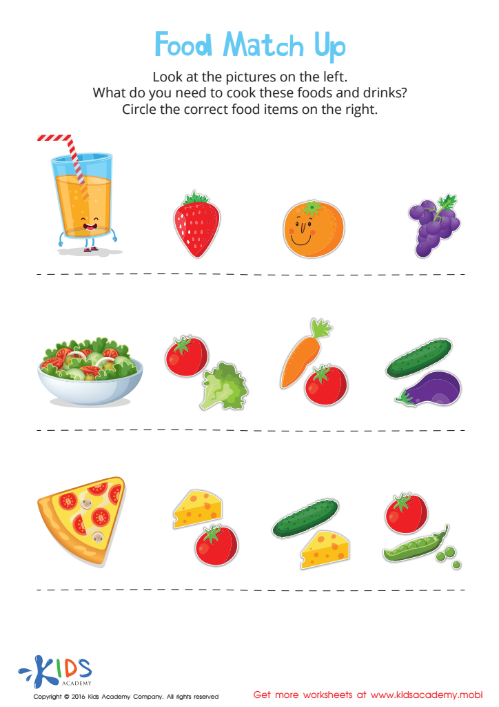 Food Matching Worksheet