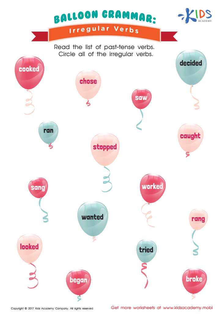 Irregular Verbs Worksheet 3rd Grade