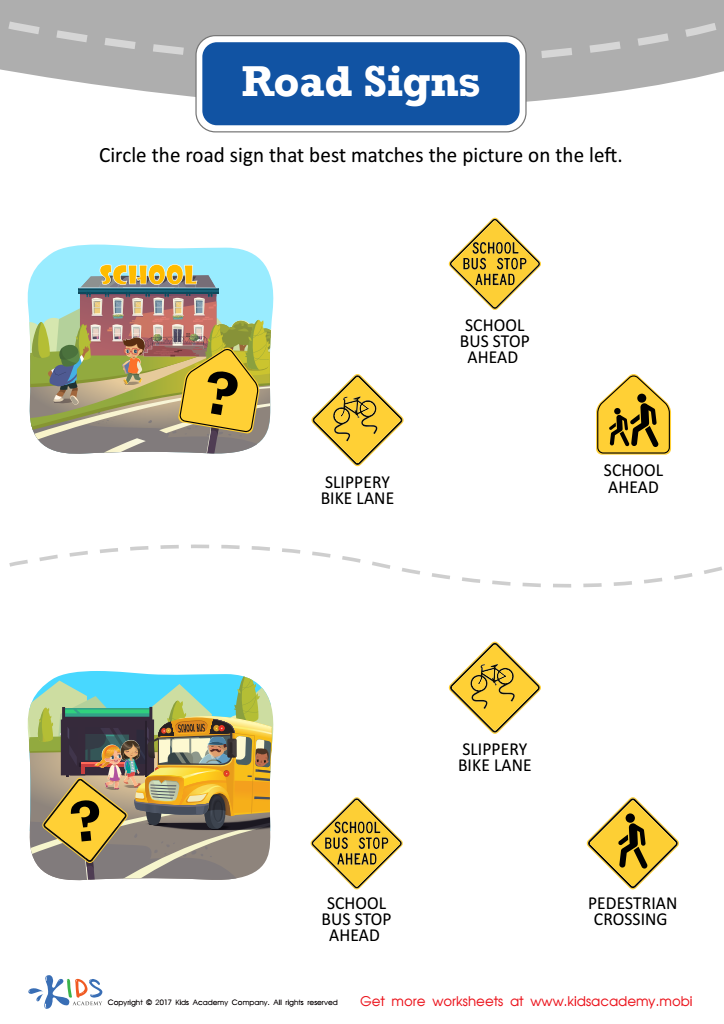 Road Signs Worksheet Printable