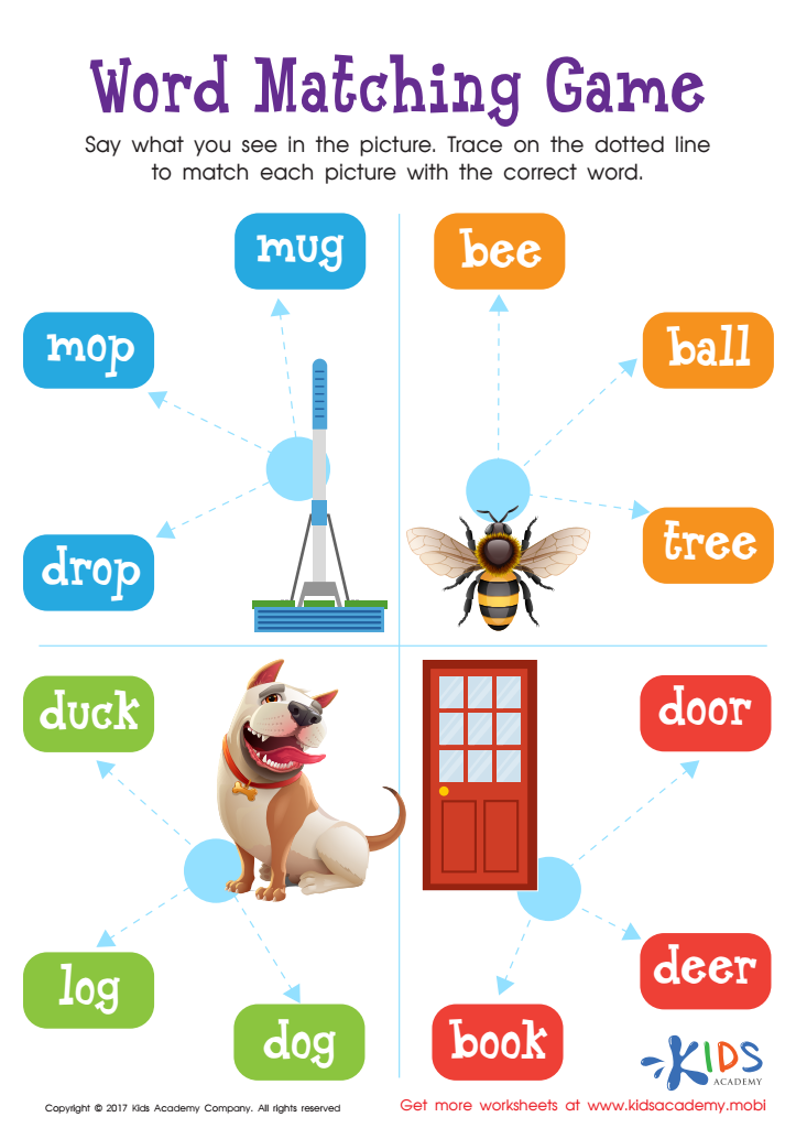 Word Matching Game Worksheet Free Printable For Kids – NBKomputer