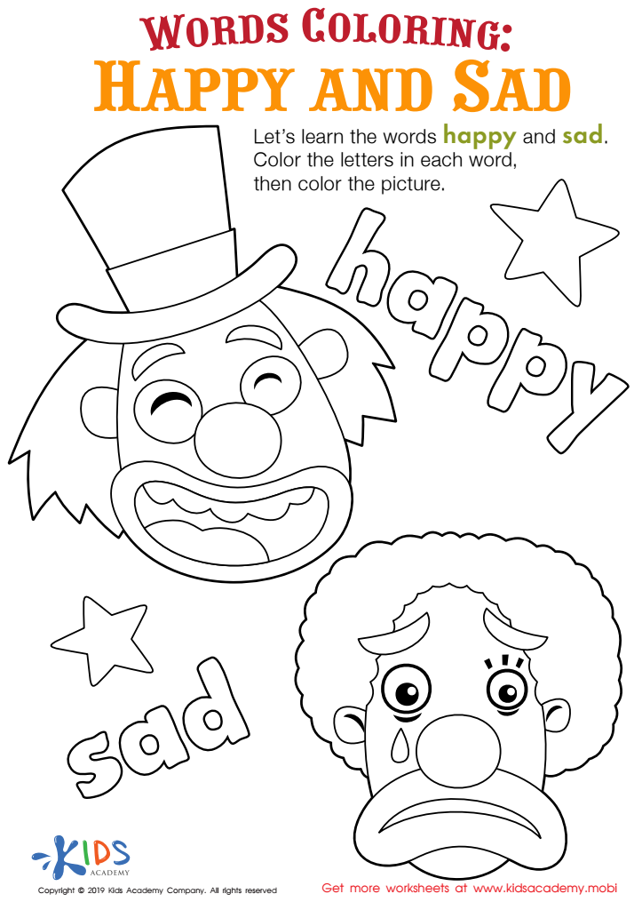 Happy And Sad Worksheets For Kindergarten