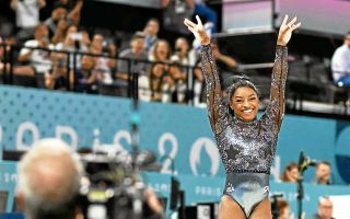 La joie de Simone Biles s’est fait ressentir dans l’enceinte de l’Arena Bercy. (Photo Paul Ellis/AFP)