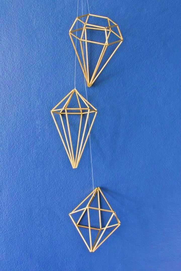 Easy DIY Geometric Himmeli Diamonds