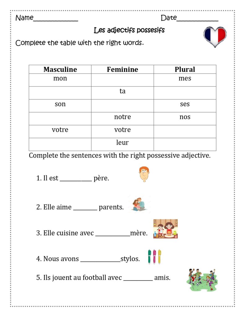 French Possessive Adjectives( Les adjectifs possessifs - Made By Teachers