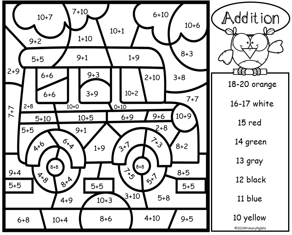 Color By Number Addition Printable - Printable Word Searches