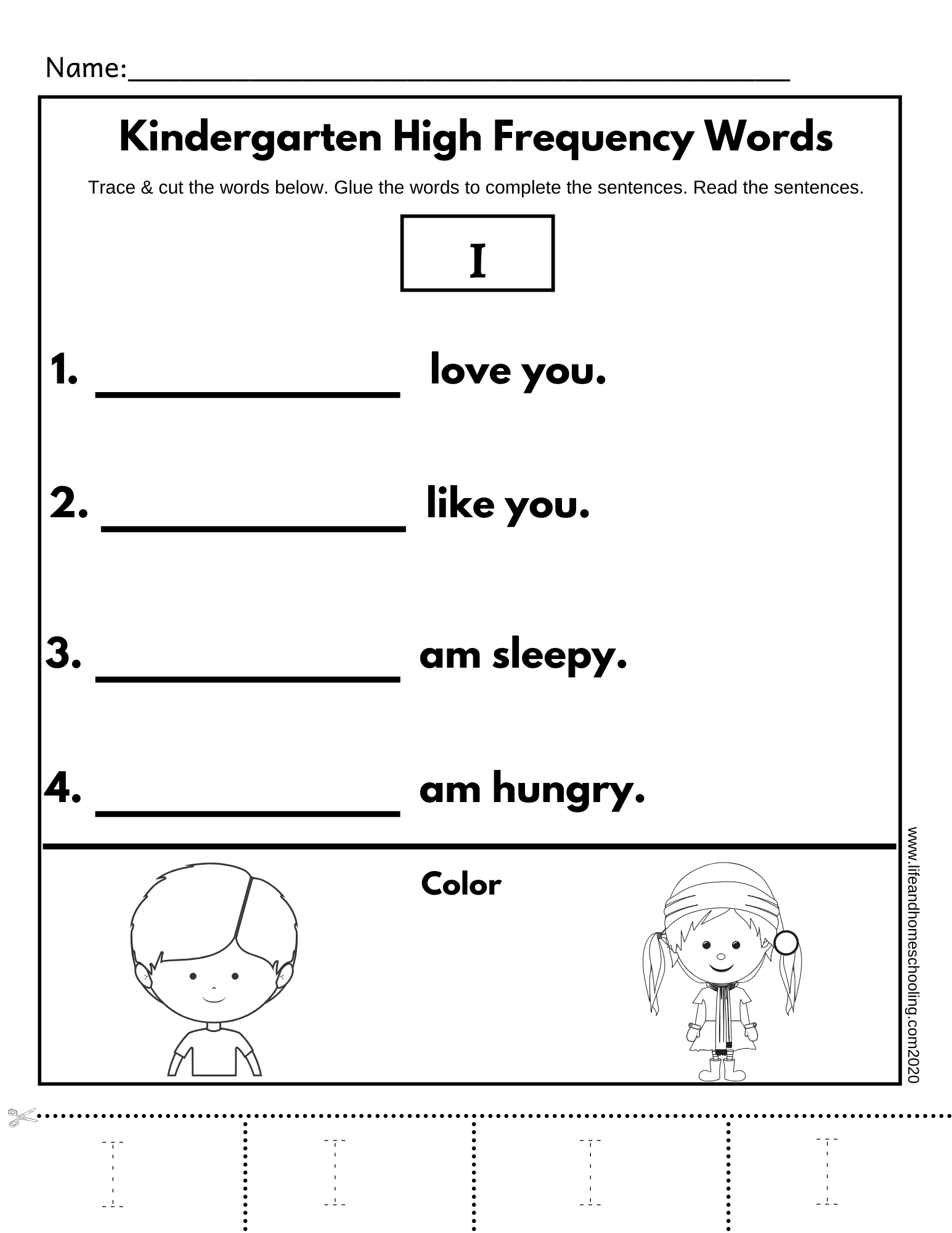 High Frequency Words Sentences Worksheets