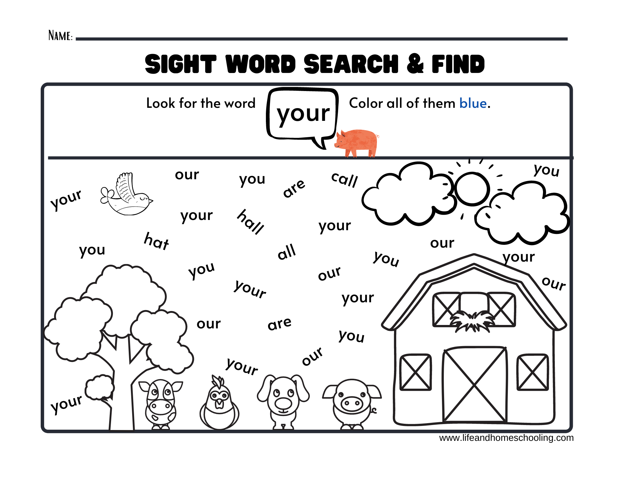 free high frequency word yes printable worksheet kindergarten ...