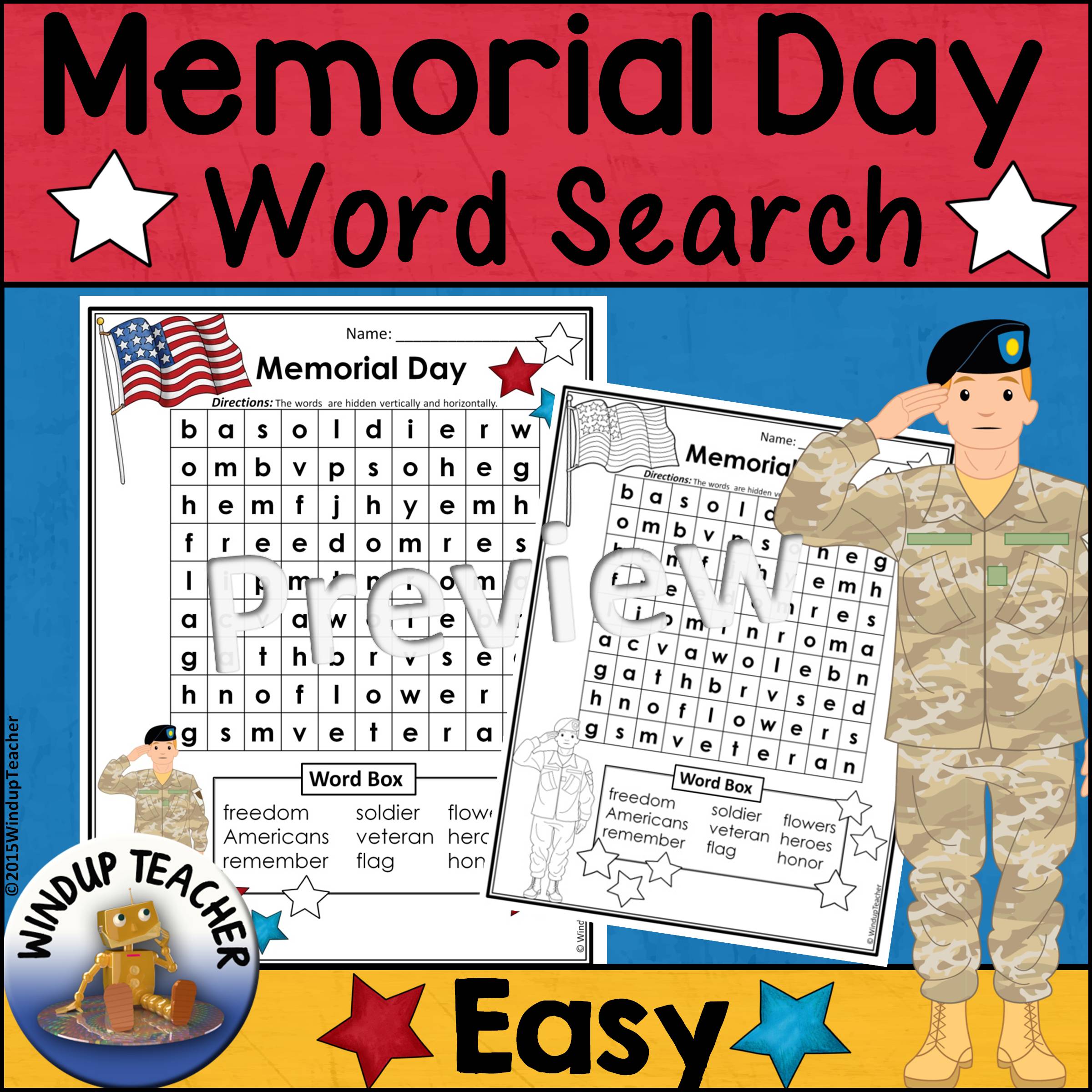 Easy Memorial Day Word Search