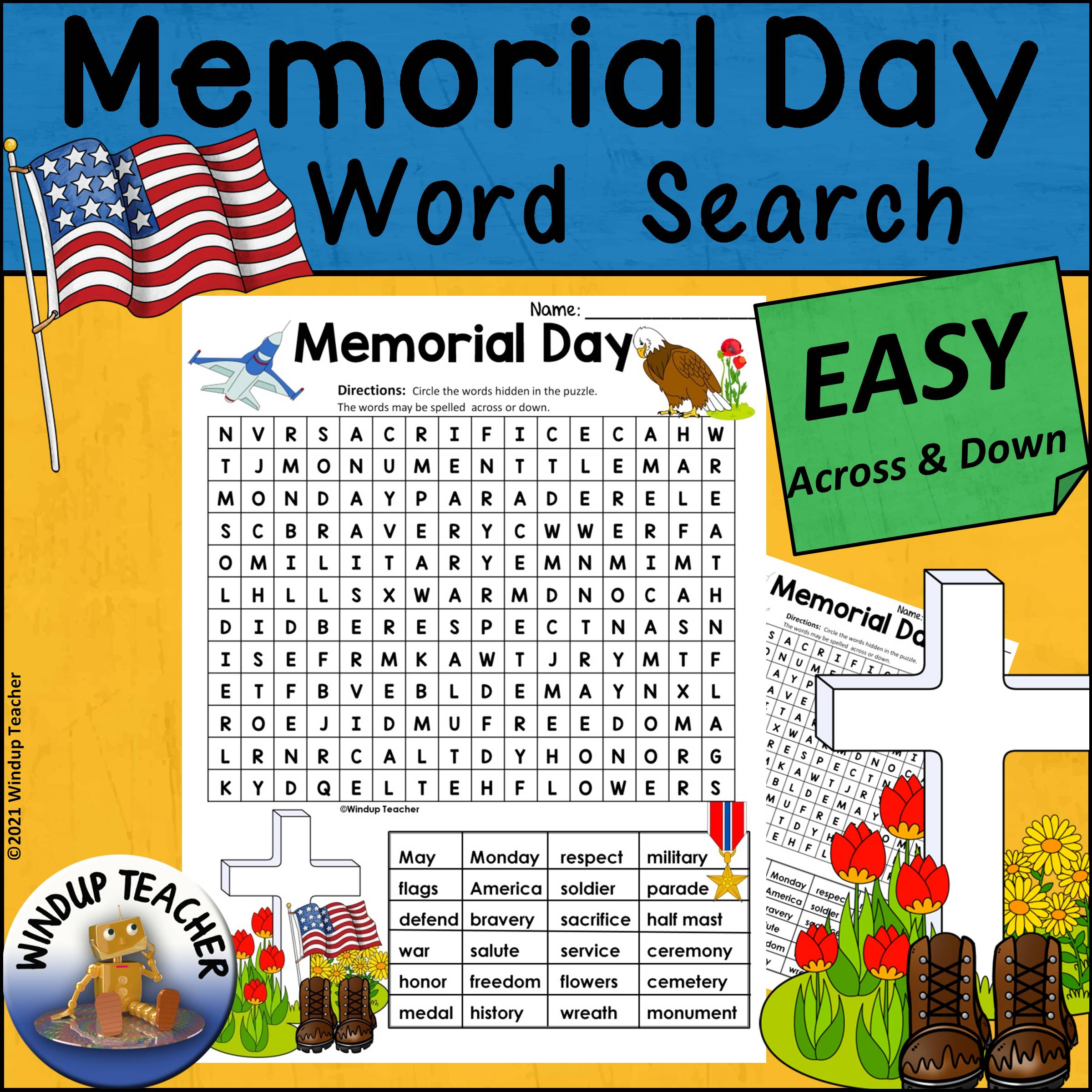 Easy Memorial Day Word Search