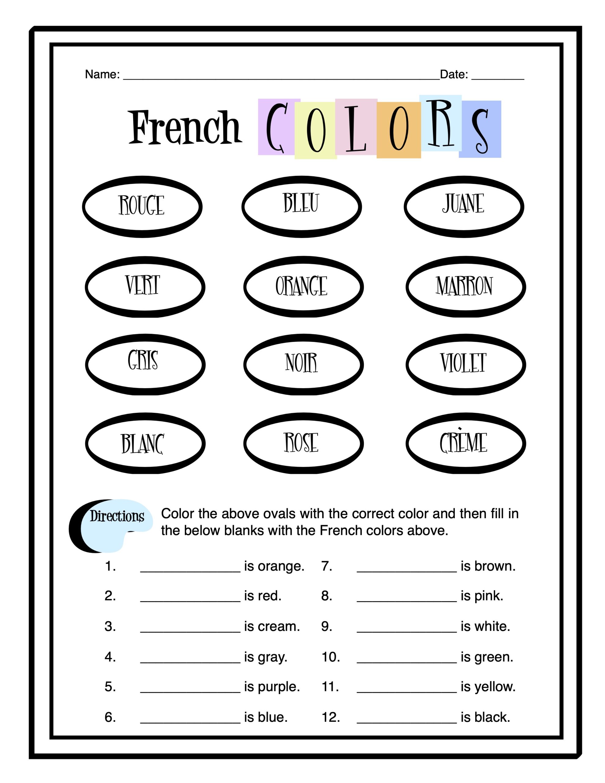 Colors In French