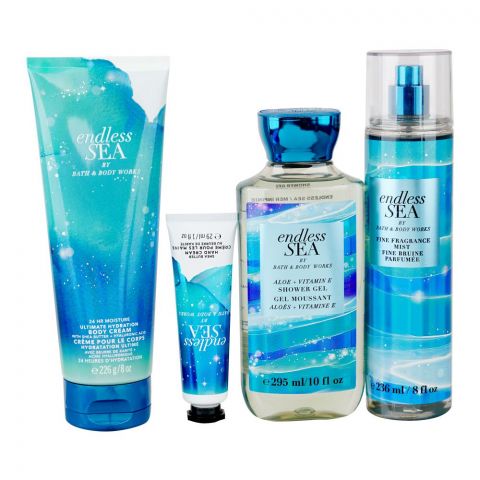 Bath & Body Works Endless Sea Gift Set: Shower Gel, Hand & Body Cream & Fragrance Mist, 4-Pack