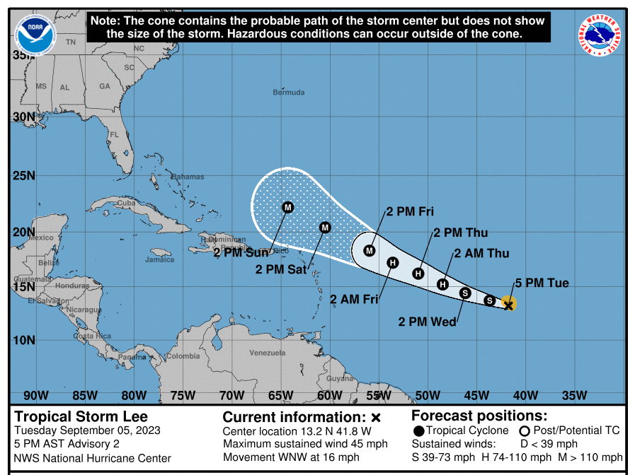 Tropical Storm Lee expected to an "extremely dangerous