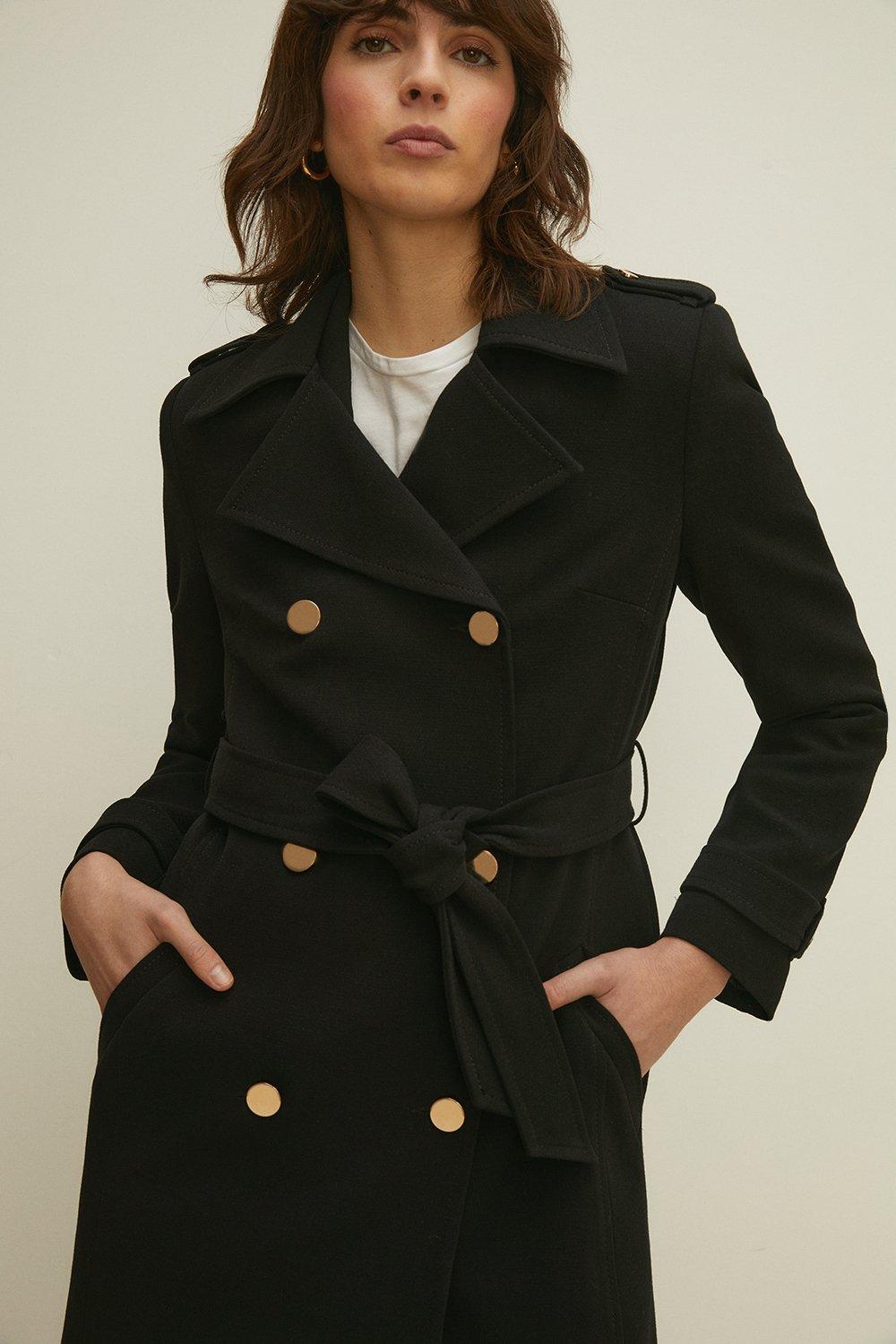 Double Breasted Double Crepe Trench Coat | Oasis