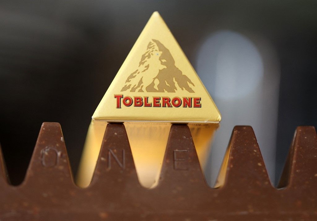 Matterhorn mountain melting away from Toblerone bars