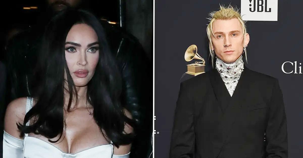 Split photo of Megan Fox, Machine Gun Kelly